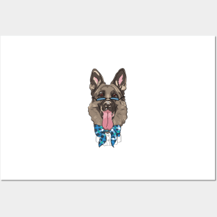 hipster dog German shepherd Posters and Art